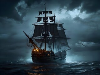A legendary ghost ship on the sea-G7