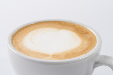 Closeup cappuccino in white cup