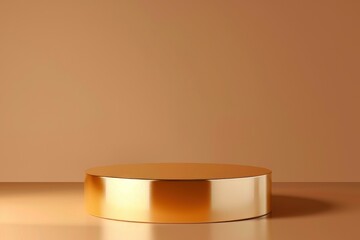 Golden luxury pedestal for product display, luxury cylinder blank stage, 3D Render - generative ai