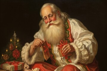 Santa claus painting art christmas.