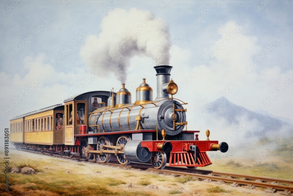 Wall mural train locomotive painting vehicle.