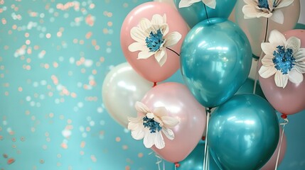 easter eggs on a blue background