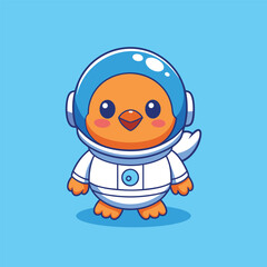 Bird Astronaut mascot character logo design vector illustration