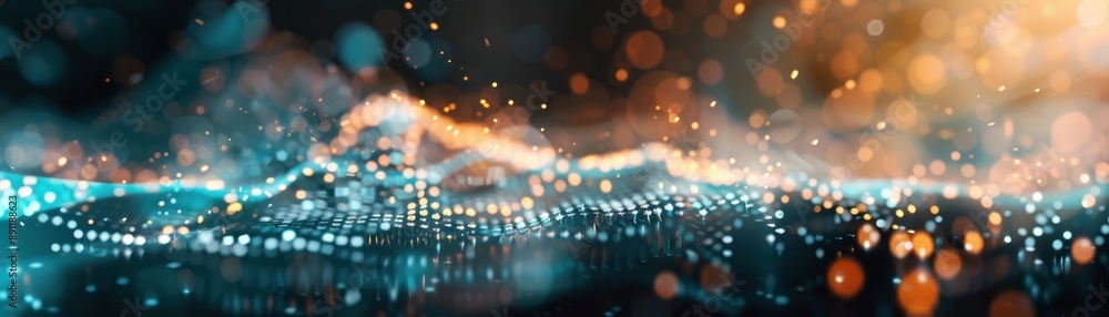 Poster abstract background with colorful lights and bokeh