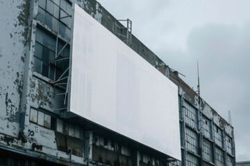 Large Blank Billboard on Weathered Building

