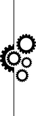 settings black Gear line art icon Settings, icon set. Containing options, configuration, preferences, adjustments, operation, gear, control panel, equalizer, management, optimization and productivity