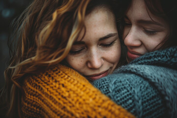 20. Friends supporting each other during a difficult time, showing empathy and care. Sharp Focus, High-resolution photograph captured using Canon EOS R5 camera.