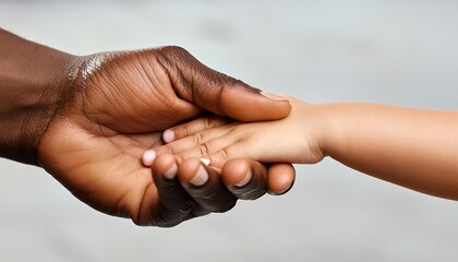 Female Adult hand Holding Small Newborn Hand - Grown Up offering Palm to Baby - Little Child holding Fingers of Father - Adoption, Parenthood, Family, Parenting, Generation, Protection, Trust, Support