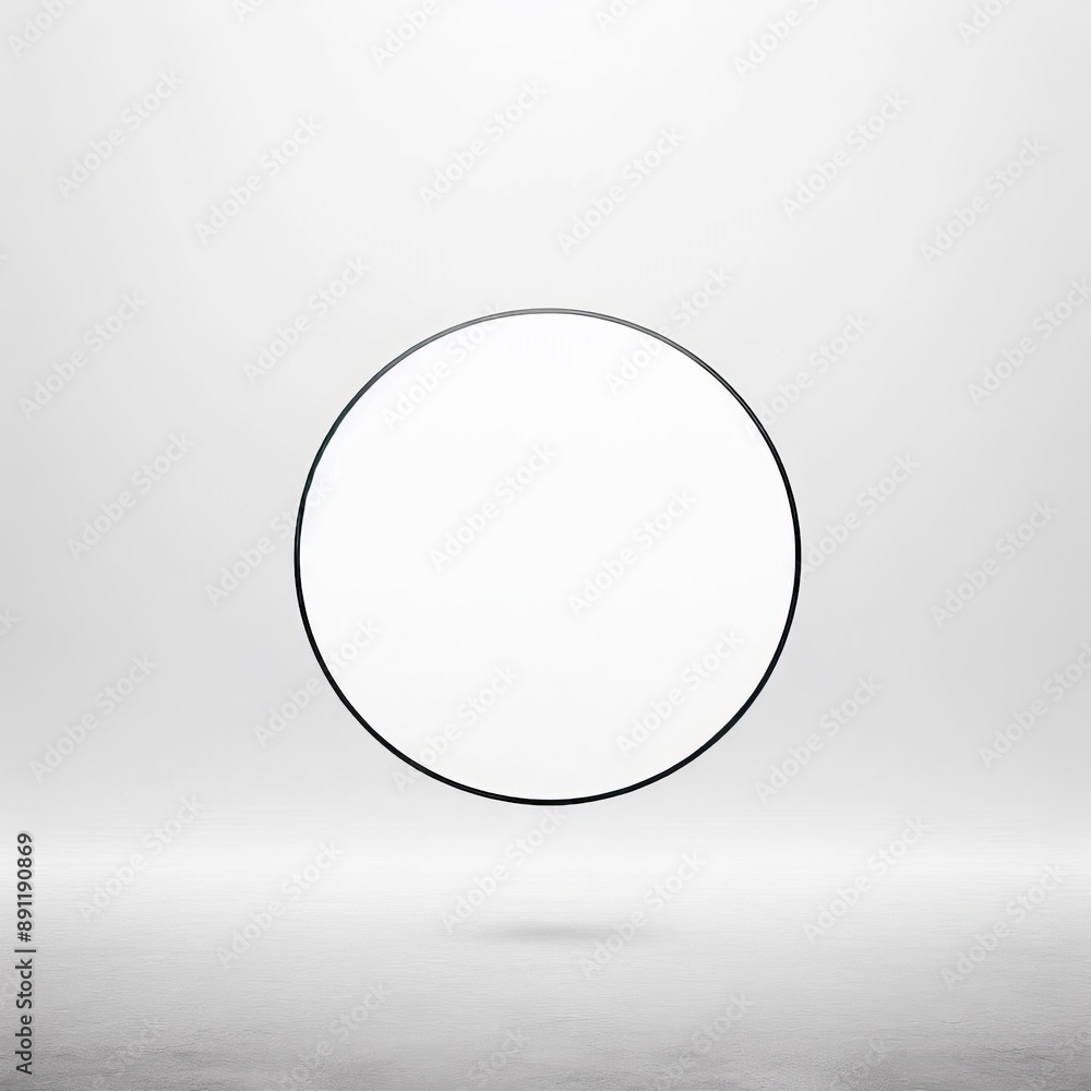Poster white round button with a glossy 3d appearance isolated white background