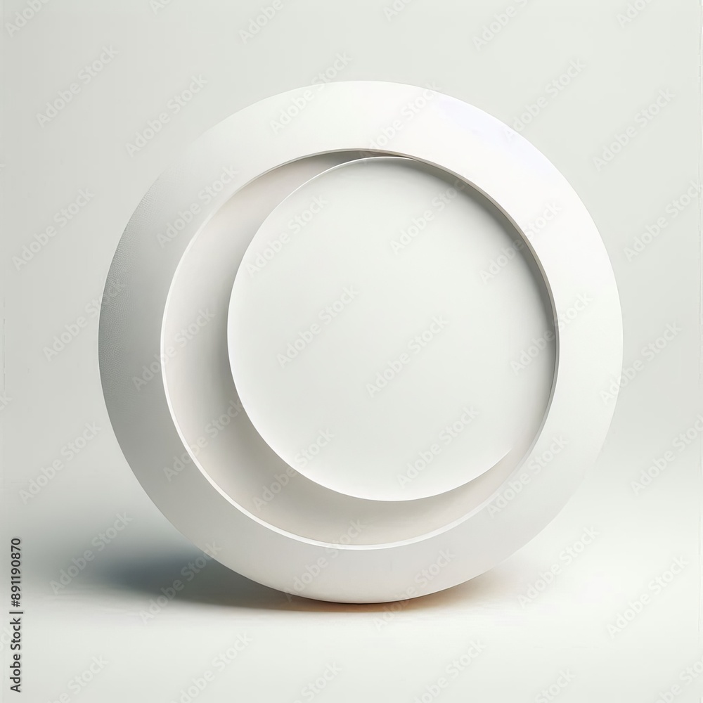 Poster white round button with a glossy 3d appearance isolated white background