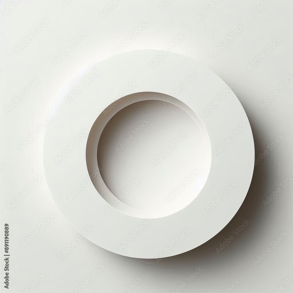 Poster white round button with a glossy 3d appearance isolated white background