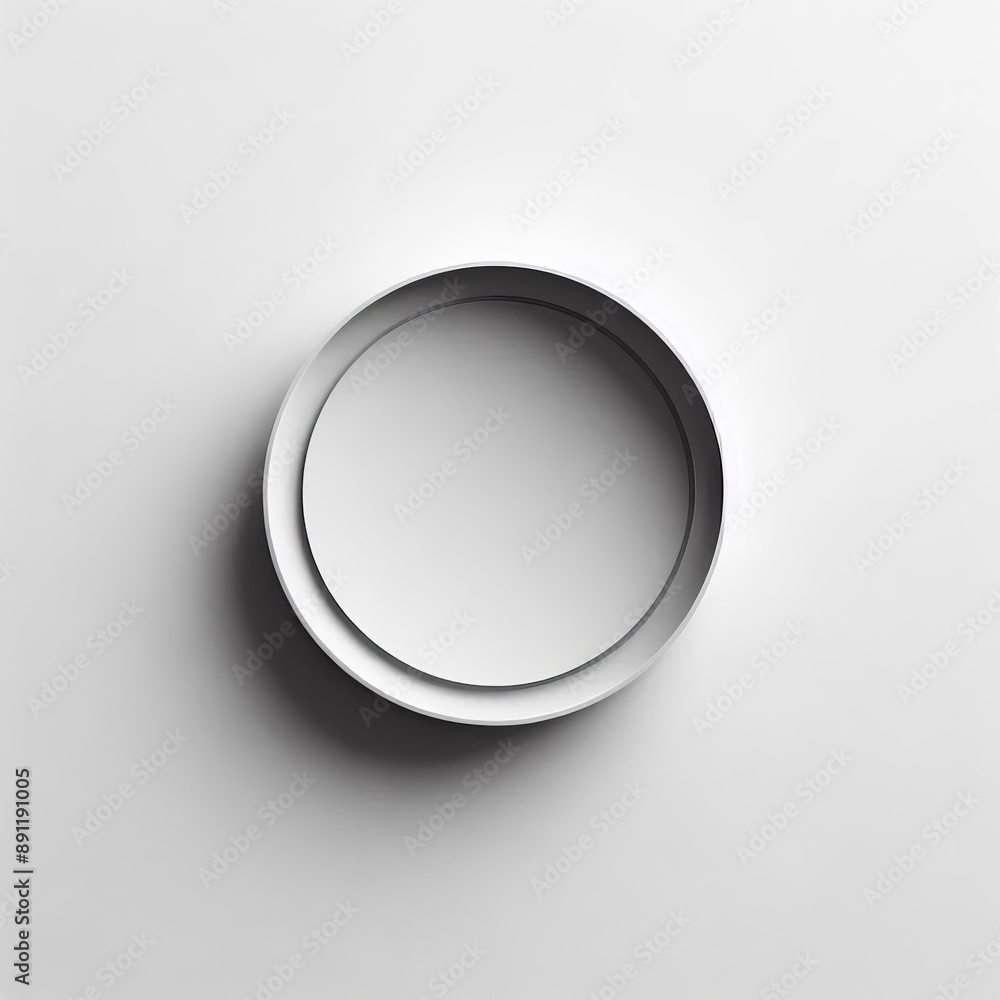 Poster white round button with a glossy 3d appearance isolated white background