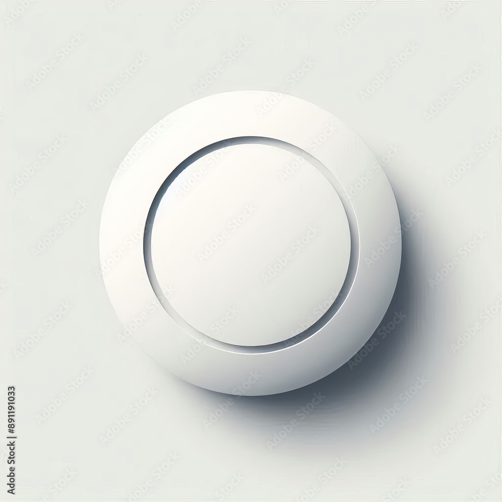 Poster white round button with a glossy 3d appearance isolated white background