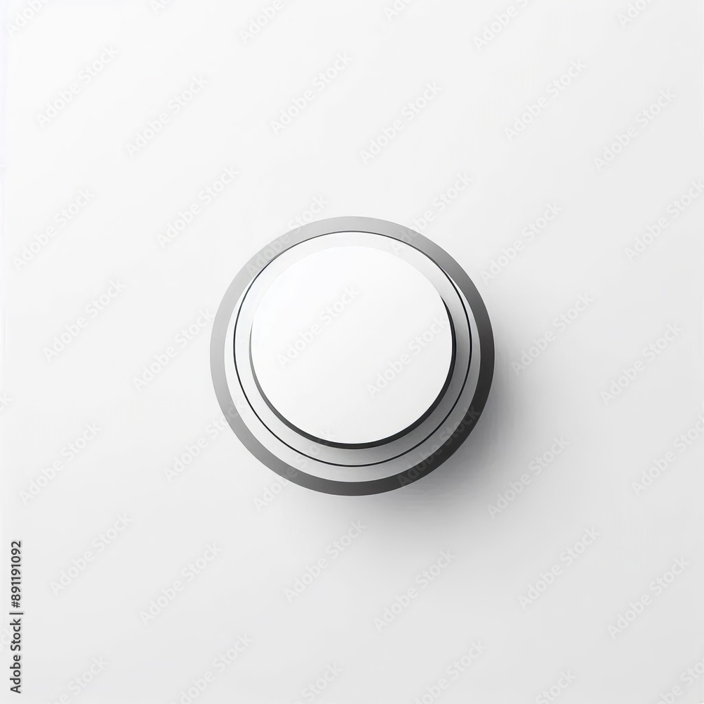 Poster white round button with a glossy 3d appearance isolated white background