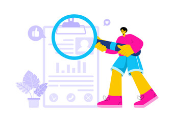 Personal Portfolio Vector Illustration with Profile Data, Resume, or Self-Improvement to Attract Clients and Employers in a Flat Cartoon Background
