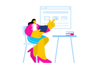 Personal Portfolio Vector Illustration with Profile Data, Resume, or Self-Improvement to Attract Clients and Employers in a Flat Cartoon Background