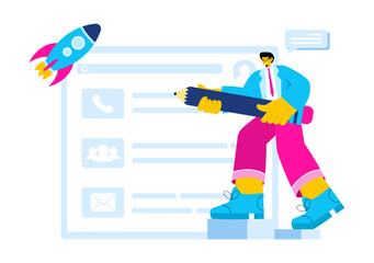 Personal Portfolio Vector Illustration with Profile Data, Resume, or Self-Improvement to Attract Clients and Employers in a Flat Cartoon Background