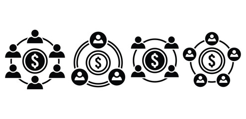 mutual fund money business icon symbol sign vector design black white color simple illustration collection set isolated