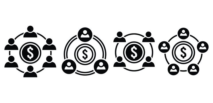 mutual fund money business icon symbol sign vector design black white color simple illustration collection set isolated