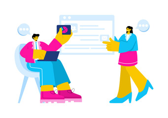 Personal Portfolio Vector Illustration with Profile Data, Resume, or Self-Improvement to Attract Clients and Employers in a Flat Cartoon Background