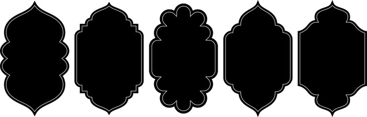 Islamic shapes Ramadan window frame design. Turkish and Indian vector ornament. Arabic door arch. Oriental architecture elements.