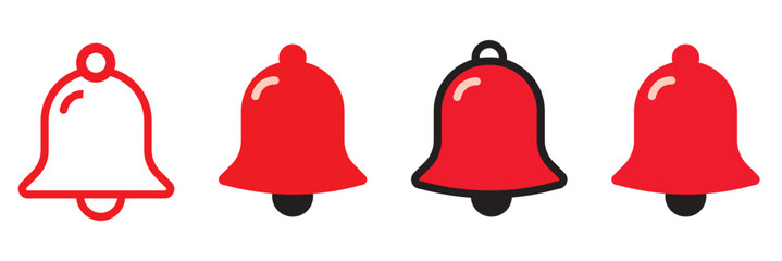 Notification bell icon set. New message notification icons collection. Vector Illustration.