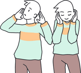 Dual Listening Echoes of Perception Vector Art. Making it perfect for themes related to mindfulness, communication, and cognitive processes in educational or therapeutic settings.