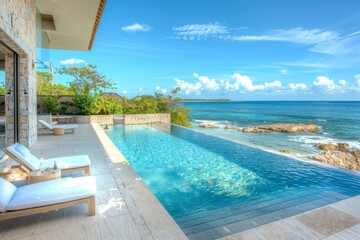 Fototapeta premium Luxurious island retreats with infinity pools, gourmet dining for discerning travelers