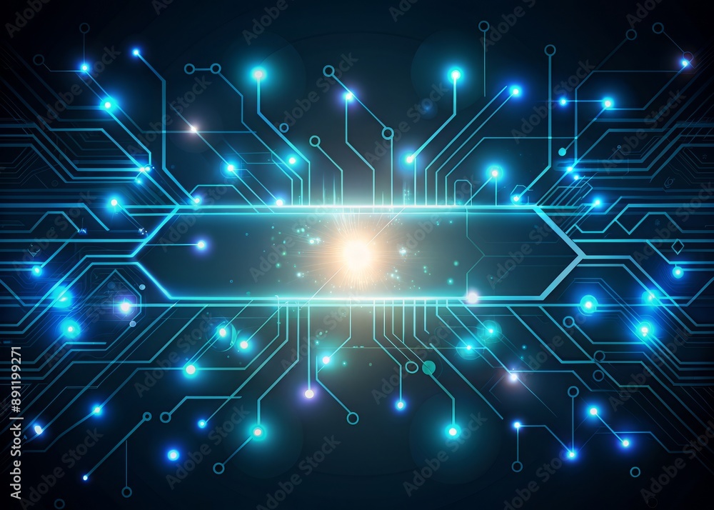 Poster abstract futuristic network evolution concept featuring a sleek blank banner template with glowing c