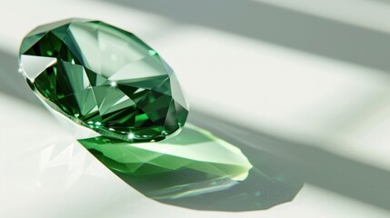Green diamonds, gems of nature, glitter on a white background.