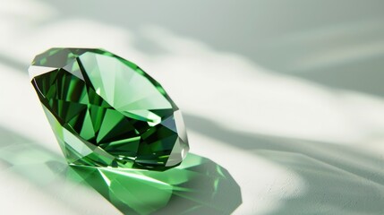 Fototapeta premium Green diamonds, gems of nature, glitter on a white background.