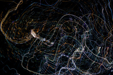 Abstract photo of unfocused lamp light at night
