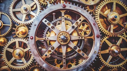 Obraz premium old clock mechanism with gears