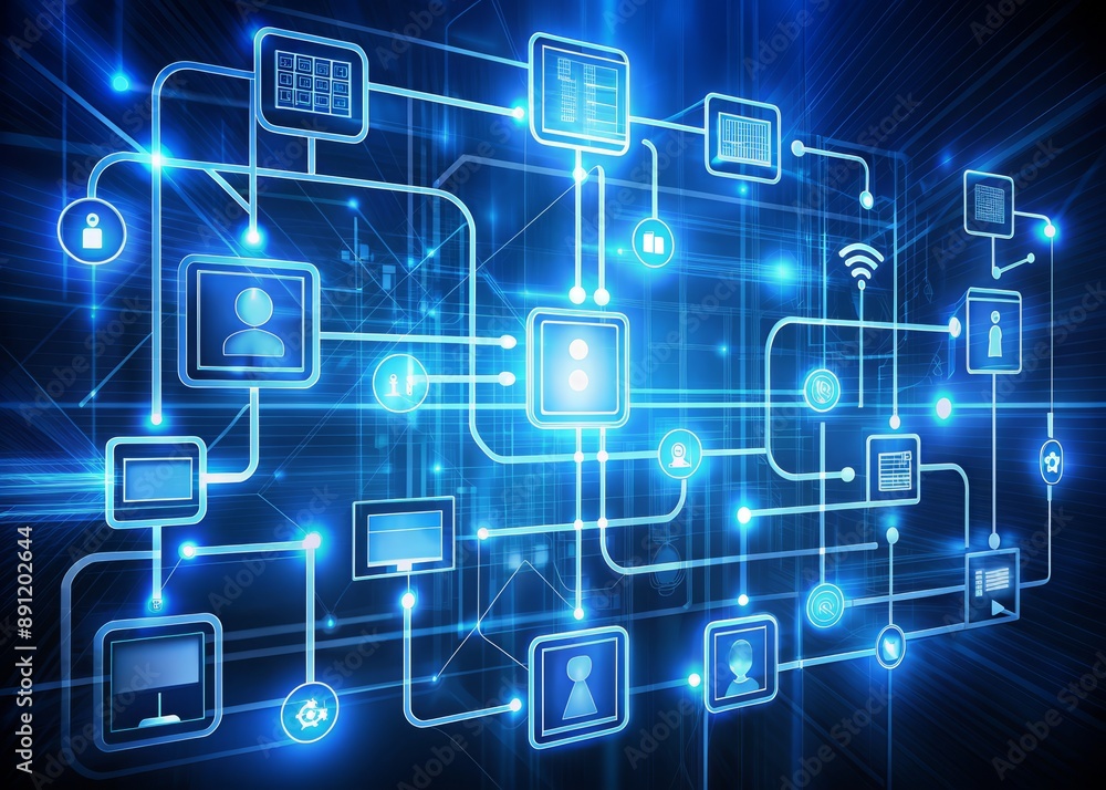 Poster system digital data flow illustration business artificial, intelligence cyber, internet communicatio