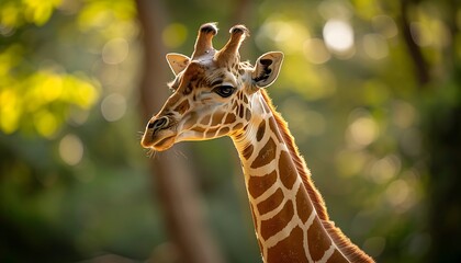 Portrait of a giraffe in the wild, close-up