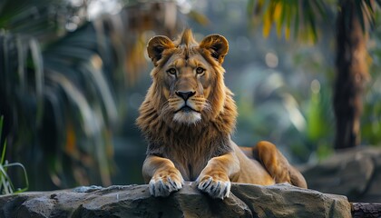 Lion in the zoo, Thailand. (Panthera leo)