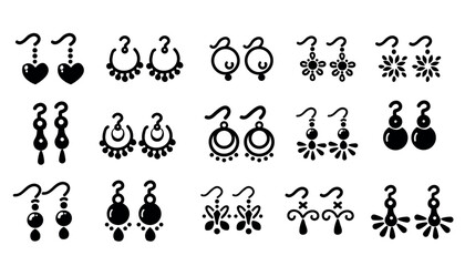 set of earrings icon illustration on a white backgraound.eps 10.