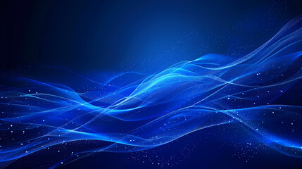 Fototapeta premium Abstract blue digital background with dots and waves
