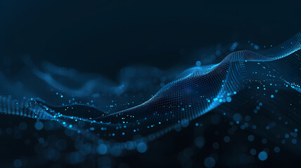 Abstract blue digital background with dots and waves