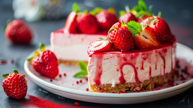 cheesecake with strawberries
