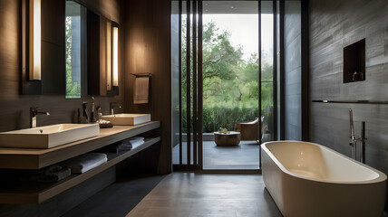 bathroom with shower, ai generated