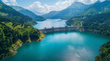 Obraz premium A large-scale renewable energy project, such as a hydroelectric dam or geothermal plant, providing clean energy