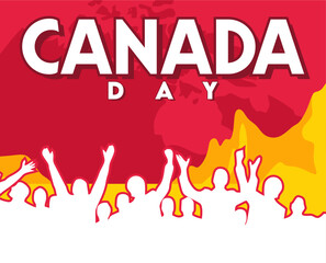 Obraz premium happy canada day with canadian silhouette