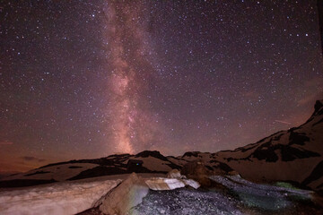 Milky Way Illuminating the Snowfields of the Alpine R&auml;tikon Landscape