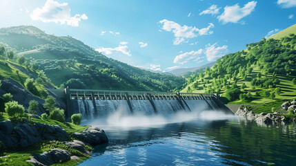 Fototapeta premium Hydroelectric Dam in a Mountainous Region