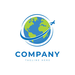 airplane flight around the world map logo symbol design illustration inspiration
