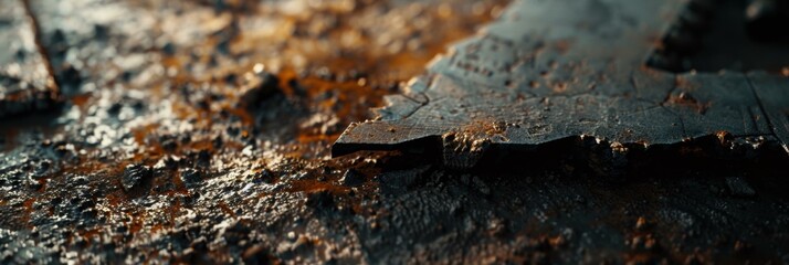 Fototapeta premium A close up of a rusty piece of wood on the ground. AI.