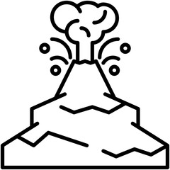 Volcano Icon. Hot Lava Eruption Pictogram Graphic Illustration. Isolated Simple Line Icon For Infographic, App and Web Button.