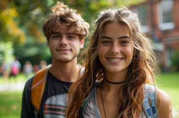 Fototapeta premium College students on campus 