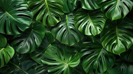 Large green leaves of tropical plants